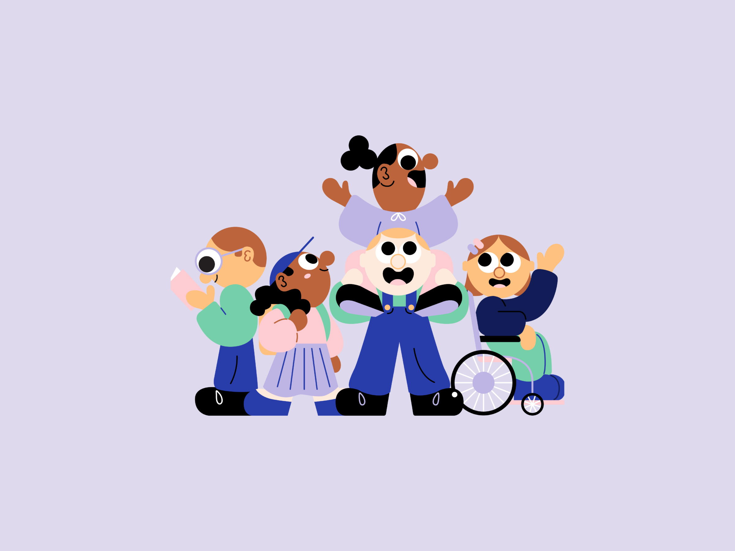 Illustrasjon gruppe barn