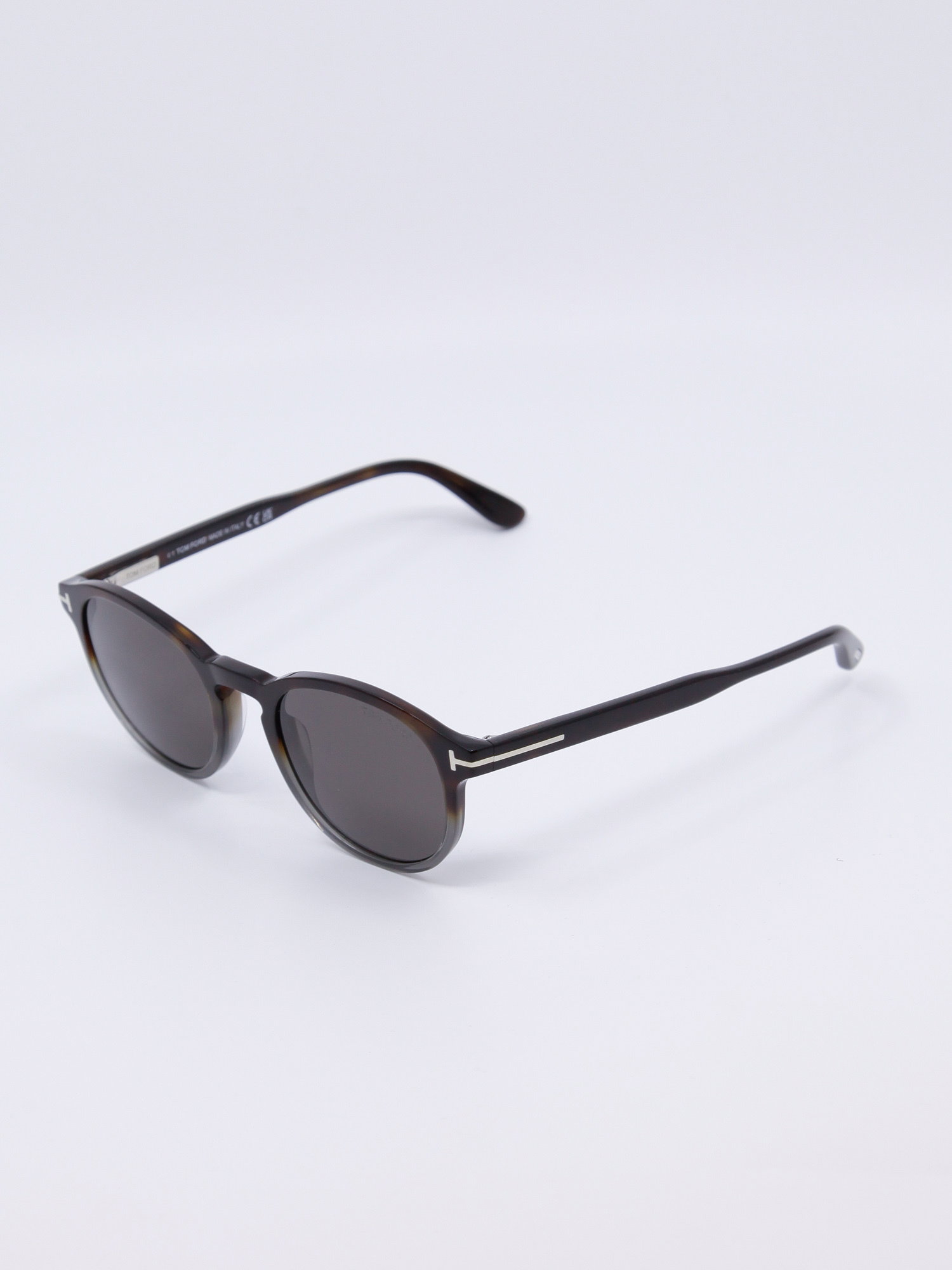 Rund klassisk solbrille i grå og brun