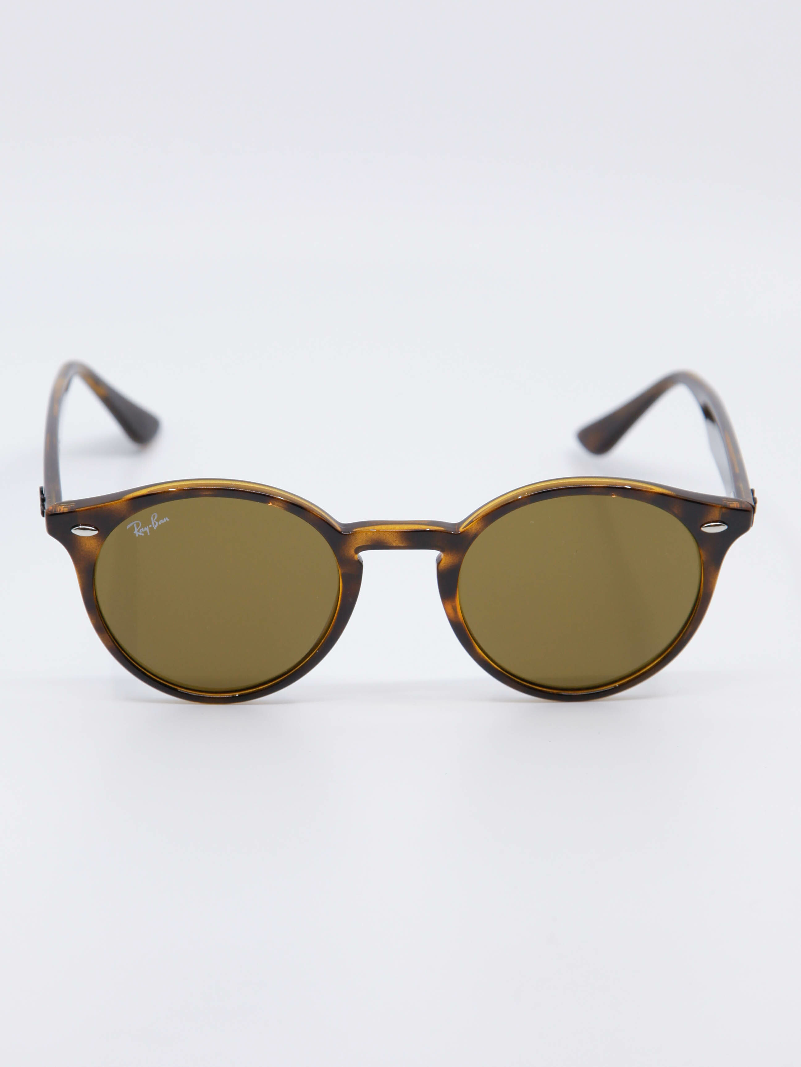 Rund solbrille i havana, med brune glass