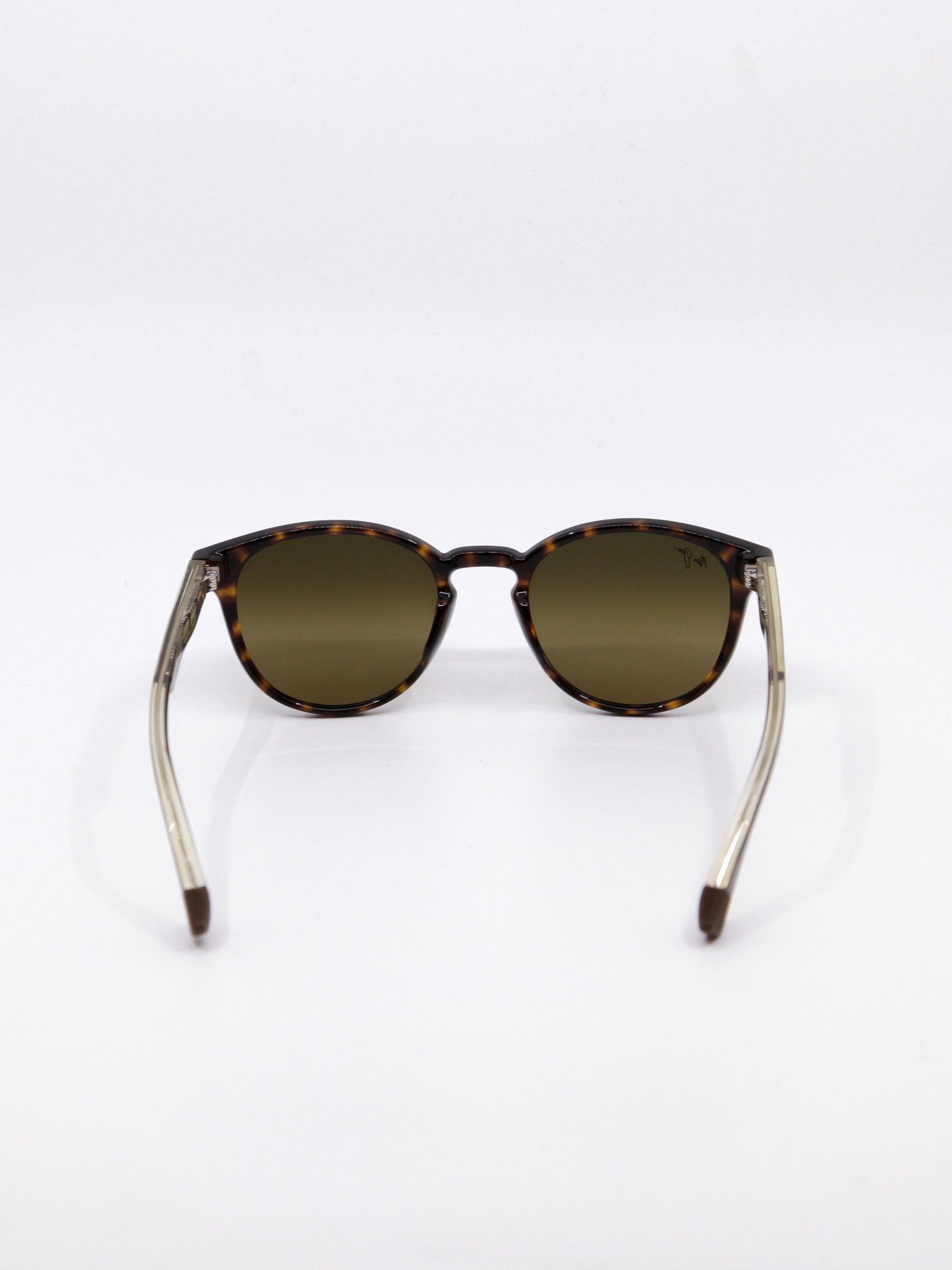 Rund, brun solbrille med nette brillestenger