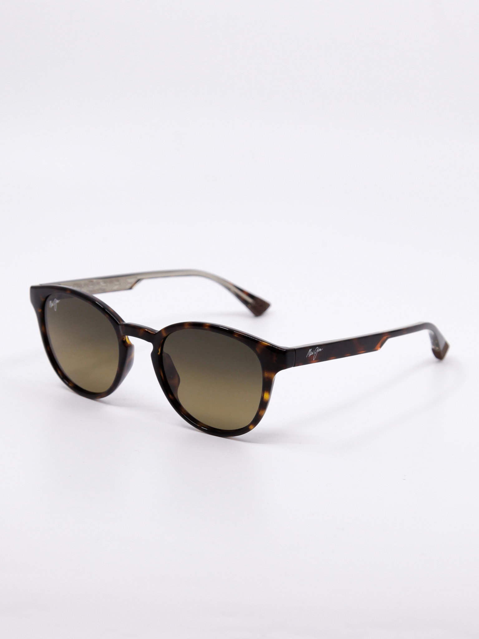 Rund, brun solbrille med nette brillestenger