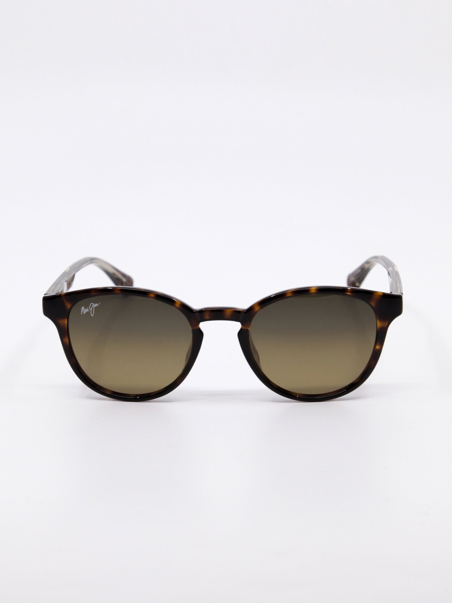 Rund, brun solbrille med nette brillestenger