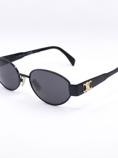 Oval svart metallsolbrille
