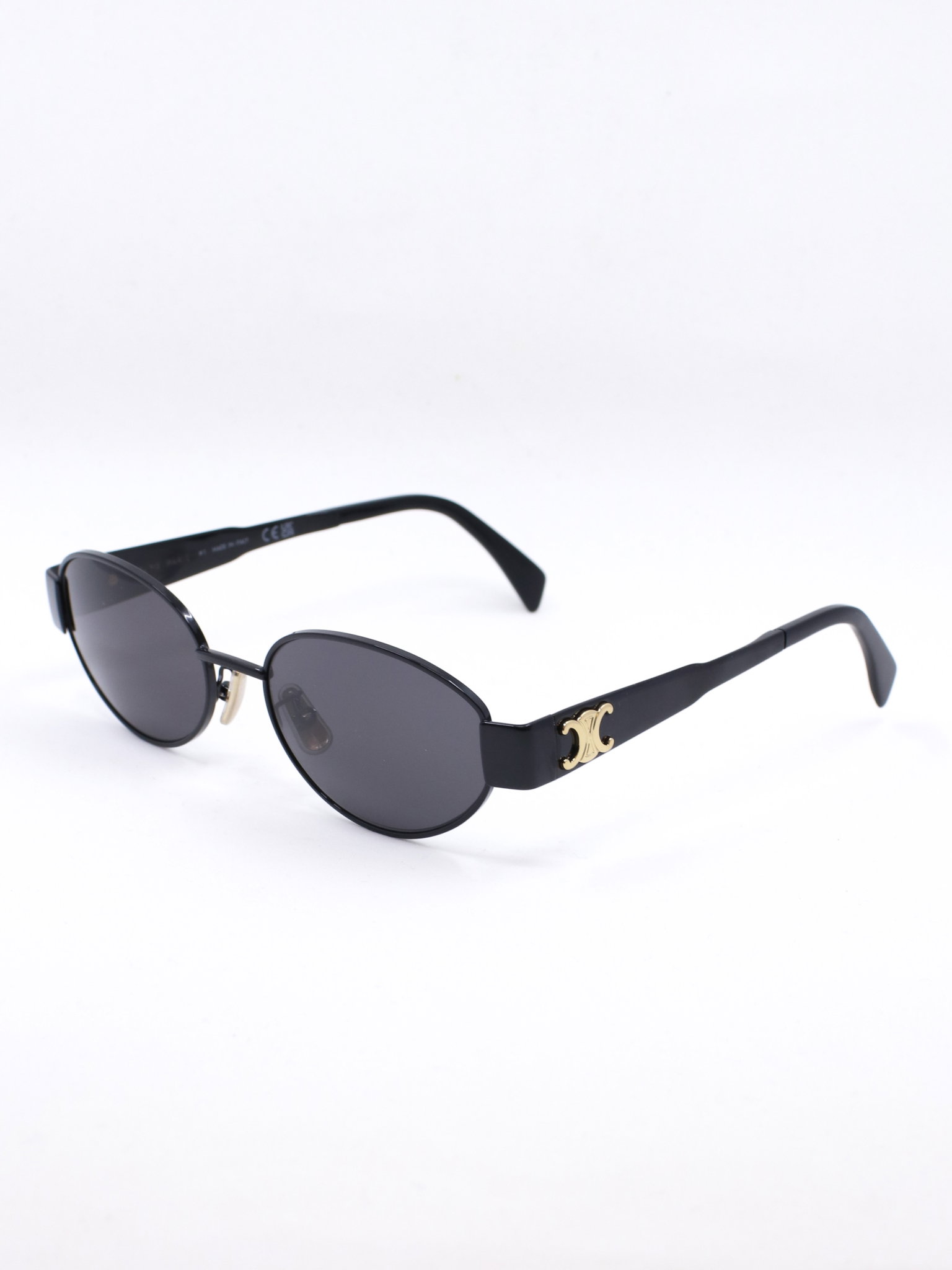 Oval svart metallsolbrille