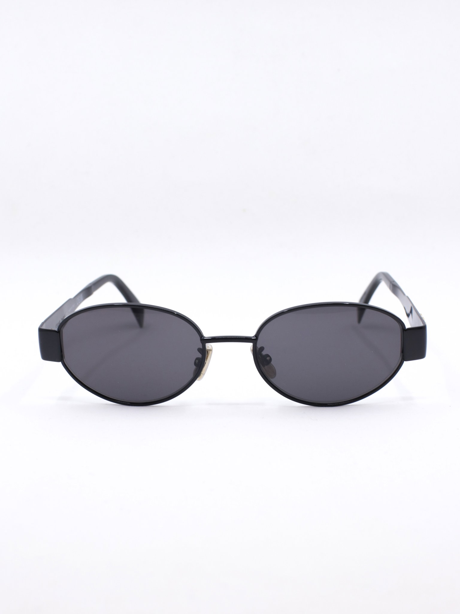 Oval svart metallsolbrille