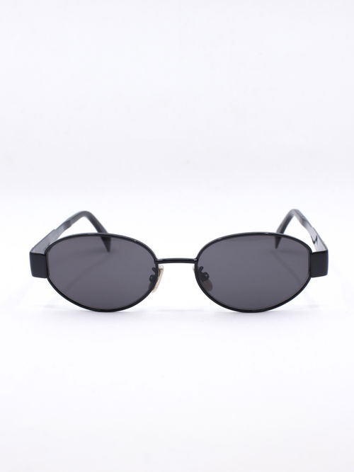 Oval svart metallsolbrille