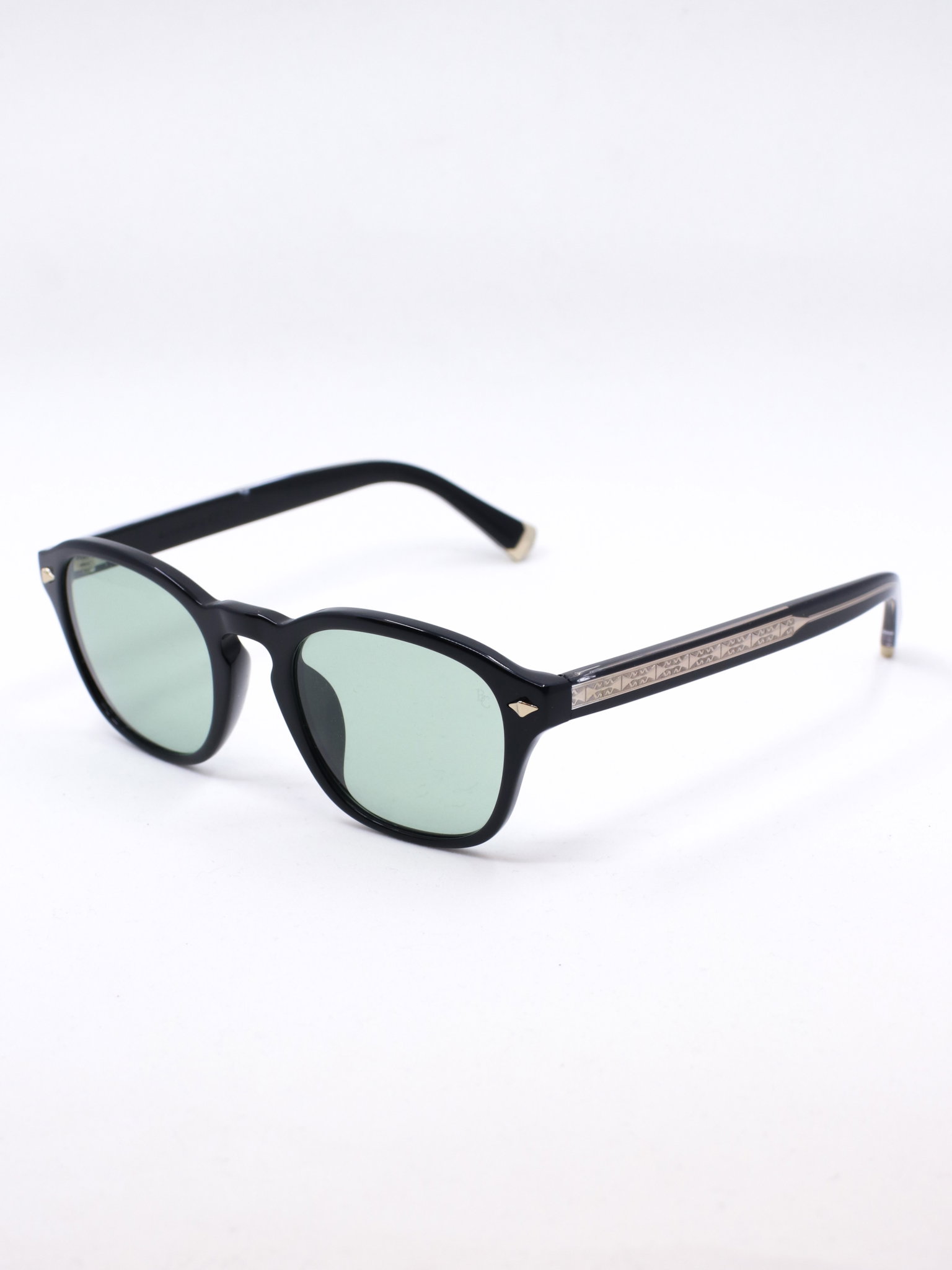 Svart solbrille med grønne glass