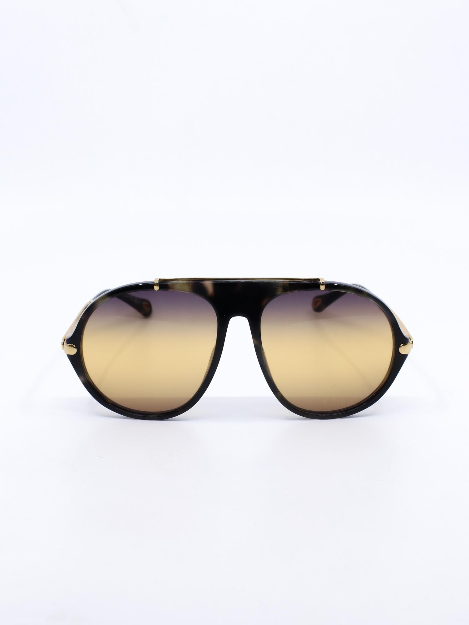Pilotsolbrille med oversized passform og store, gule glass
