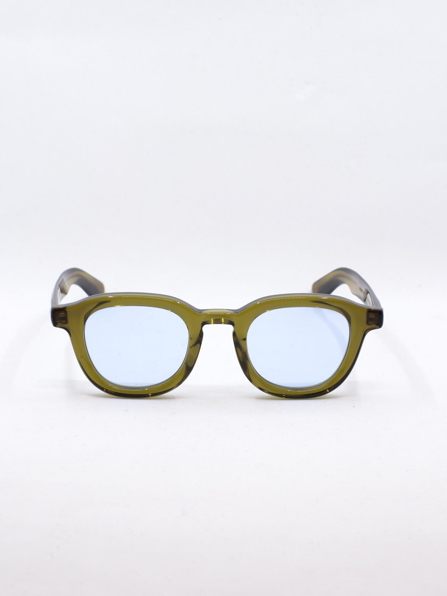 Grønn solbrille med lys blå glass
