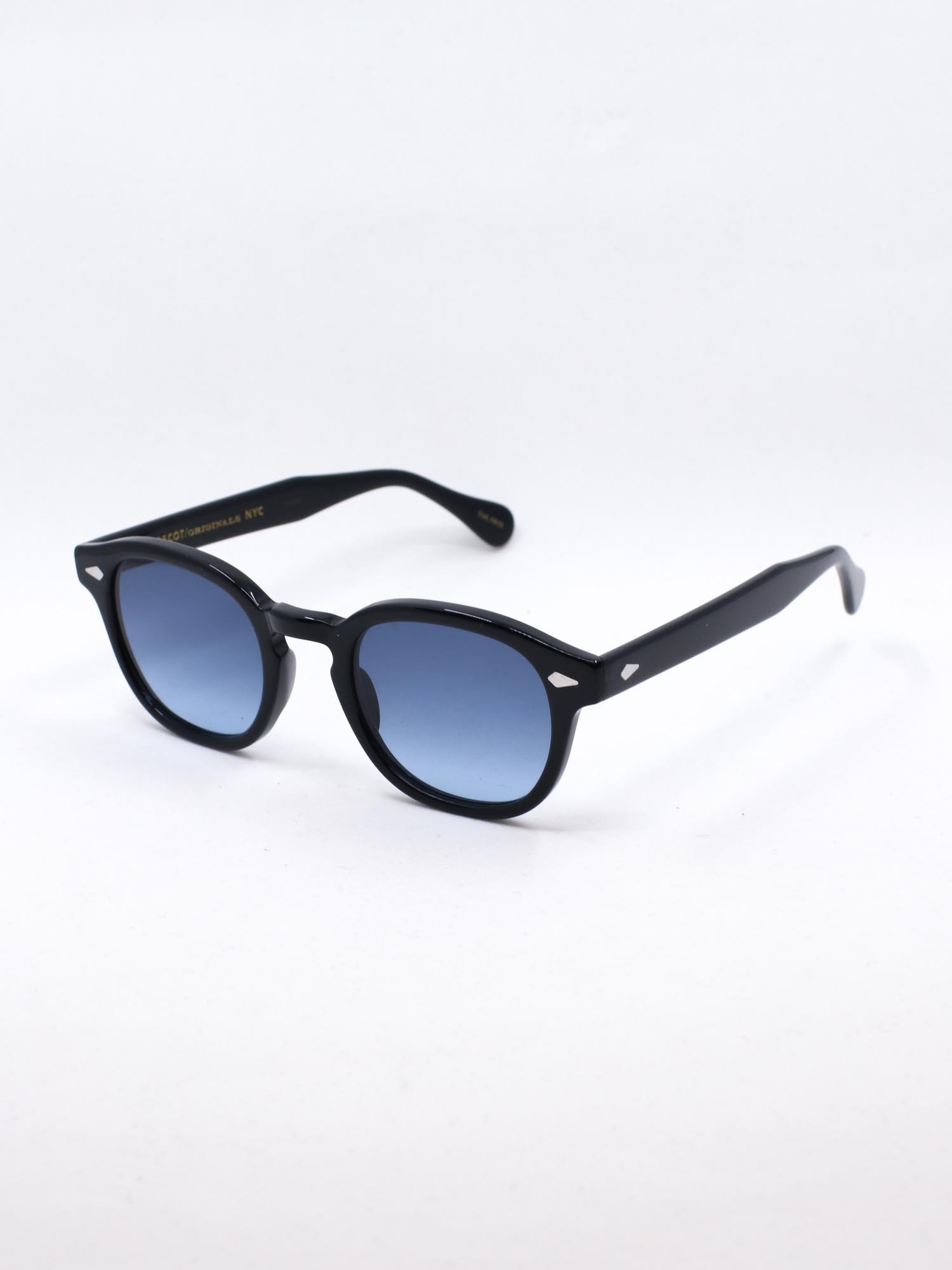 Svart solbrille med blå glass
