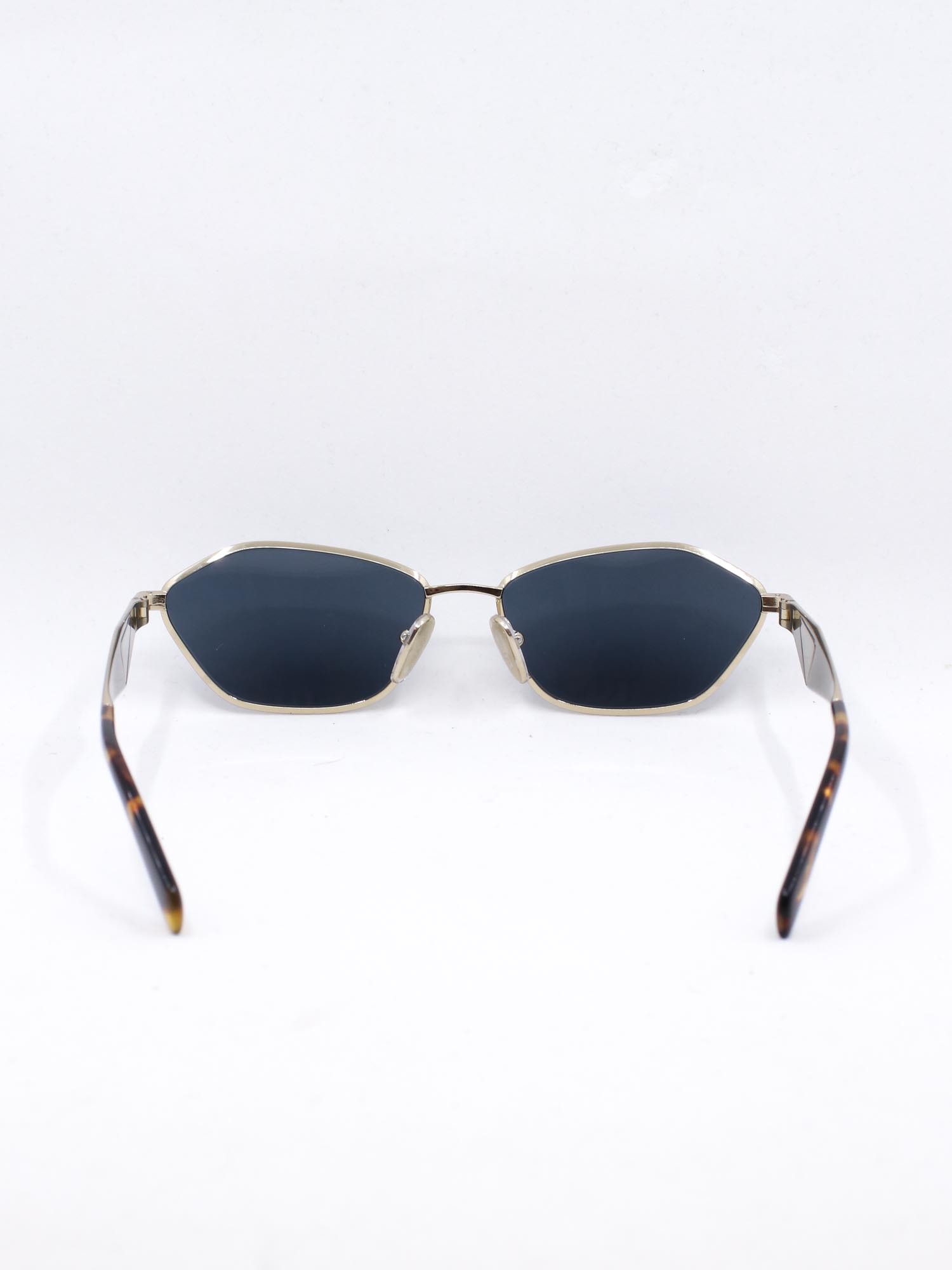 Gull solbrille med blå glass