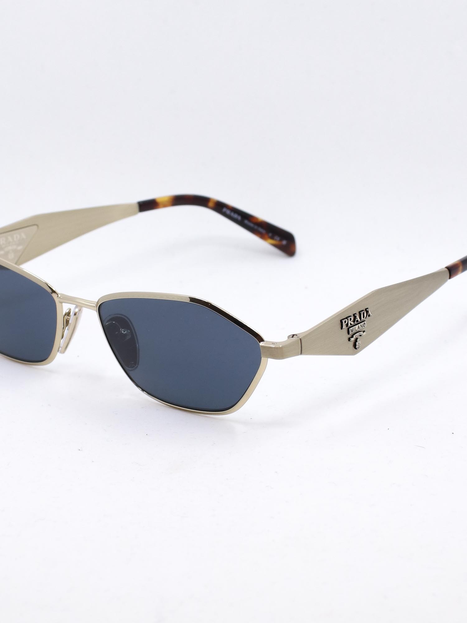 Gull solbrille med blå glass