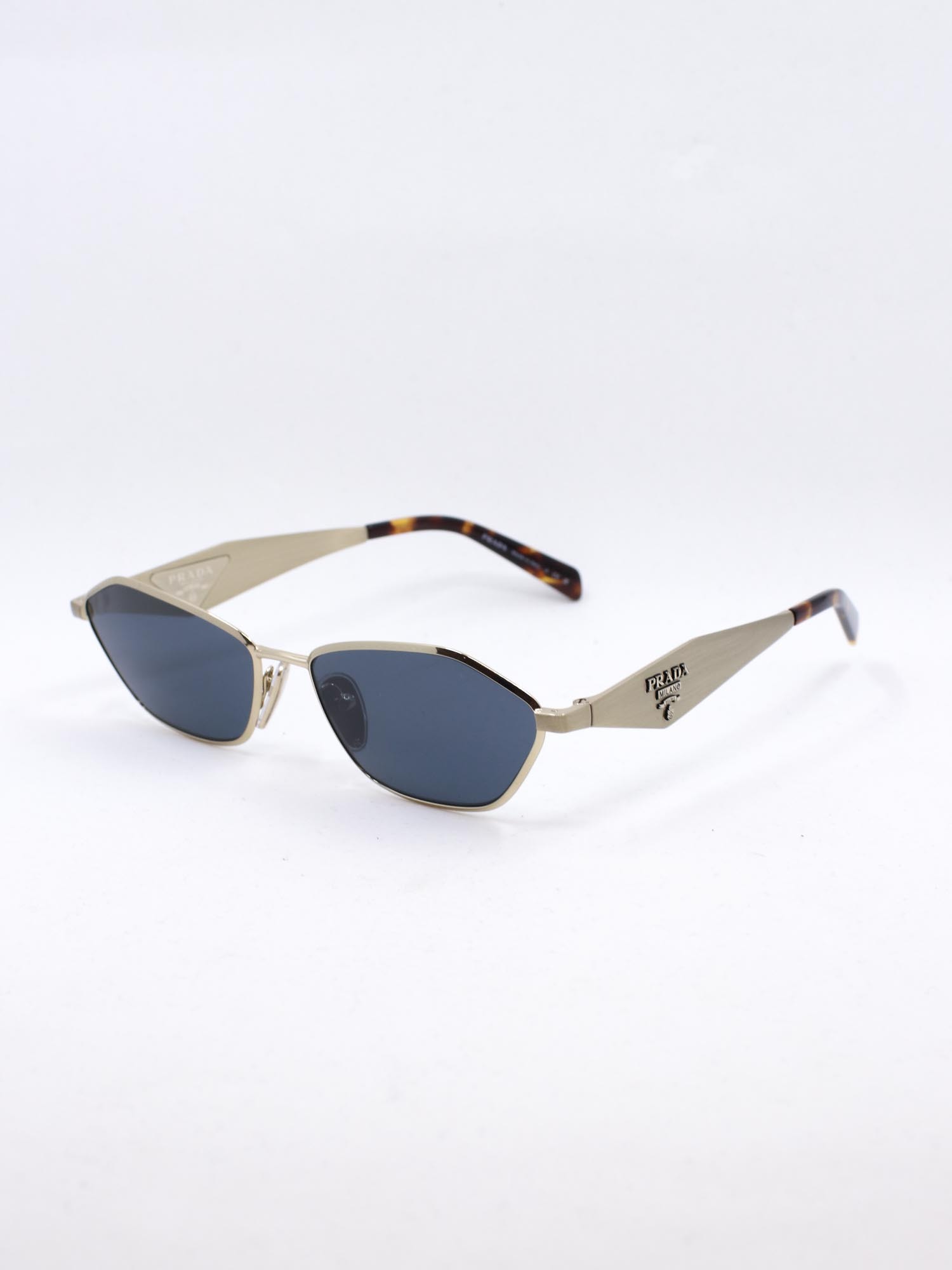 Gull solbrille med blå glass