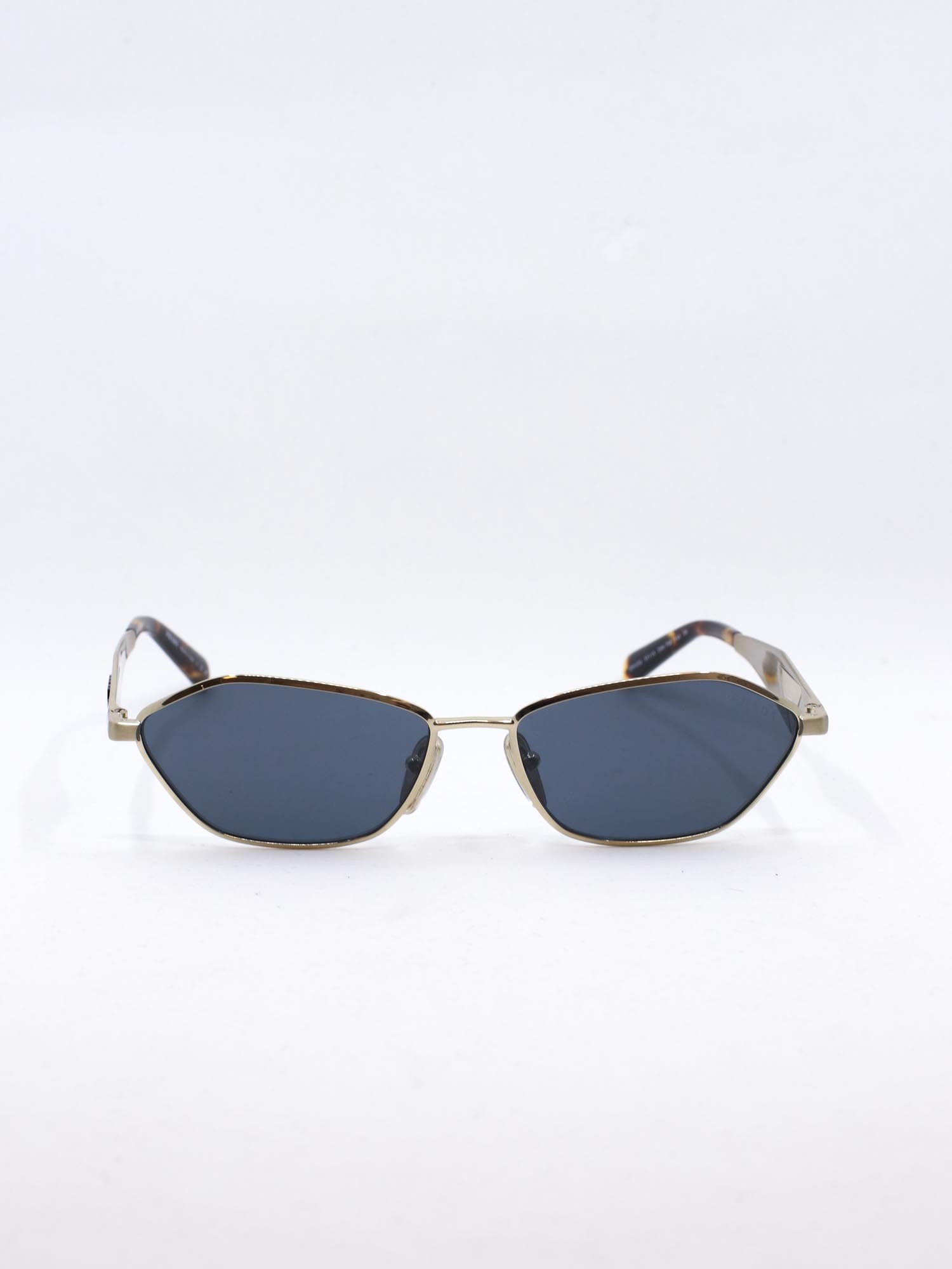 Gull solbrille med blå glass