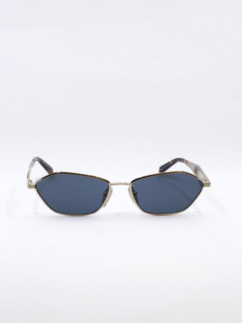 Gull solbrille med blå glass