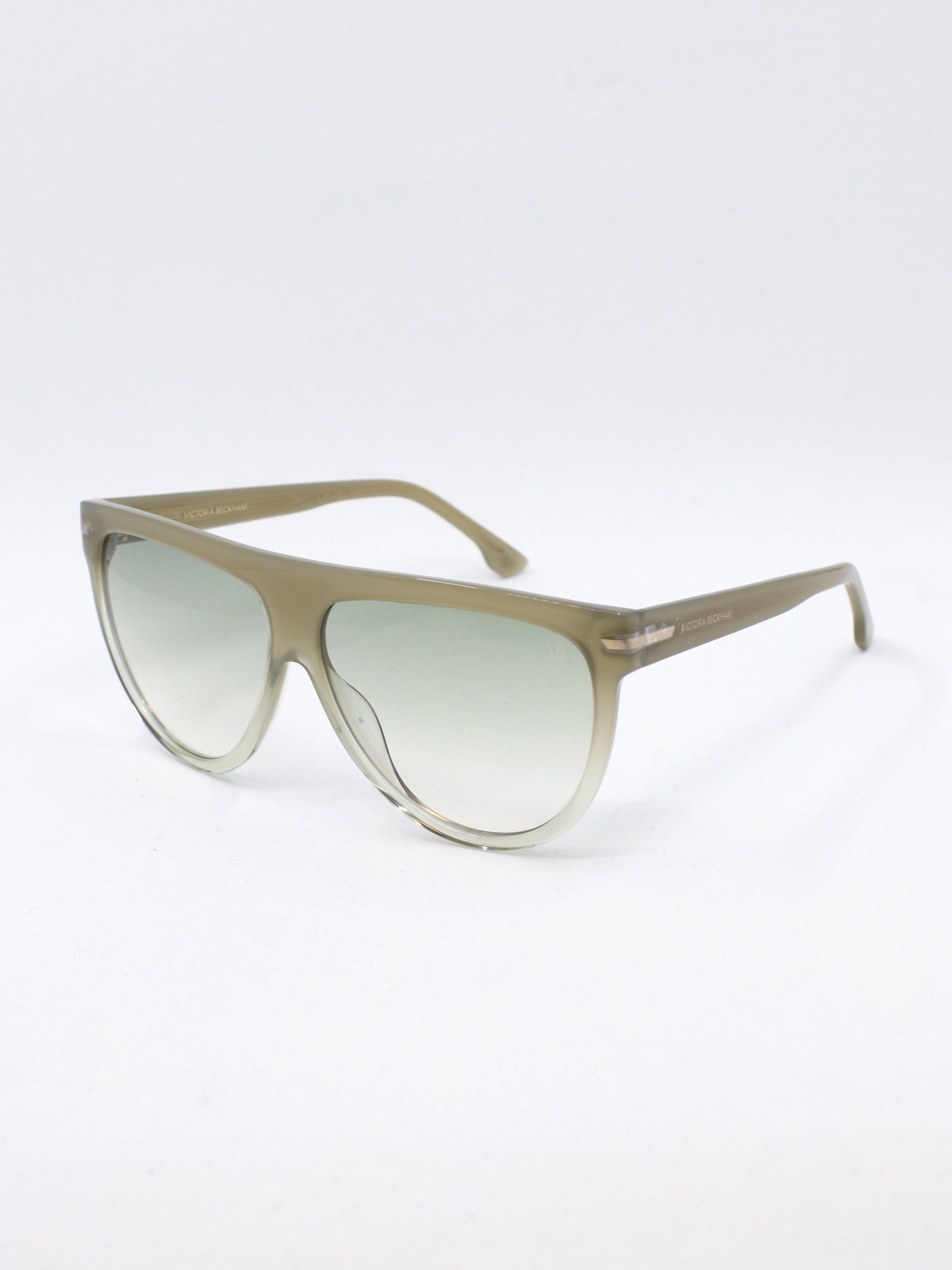 Solbrille med dråpefasong i grønn med lyse glass