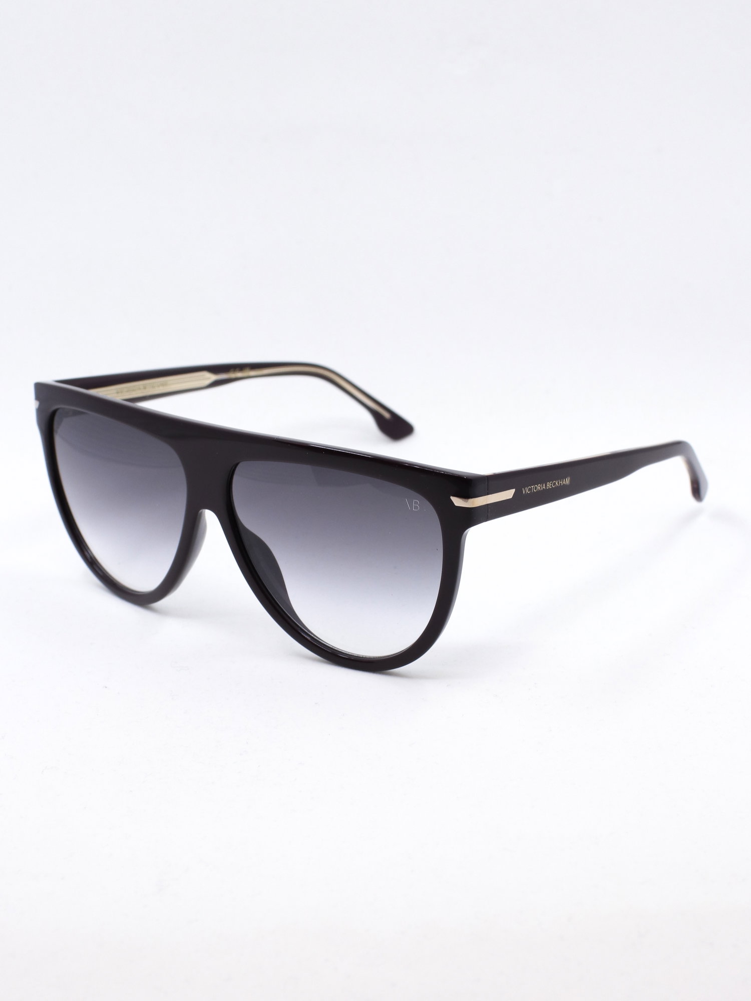 Svart oversized solbrille med blå graderte solbrilleglass
