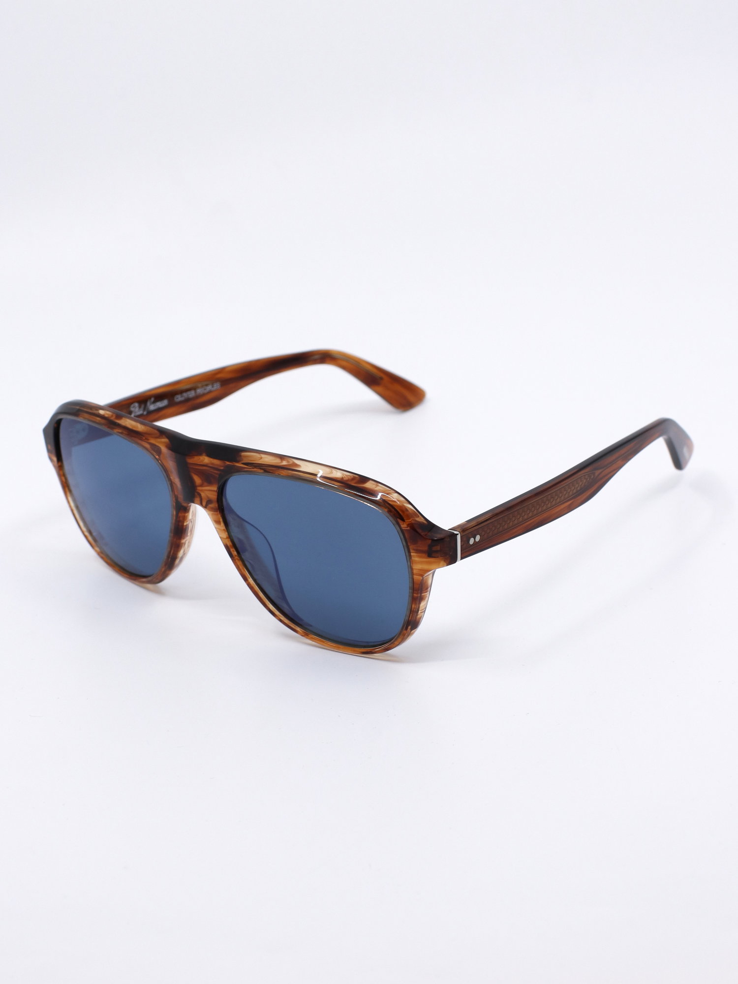 Pilotsolbrille med brun ramme og blå solbrilleglass