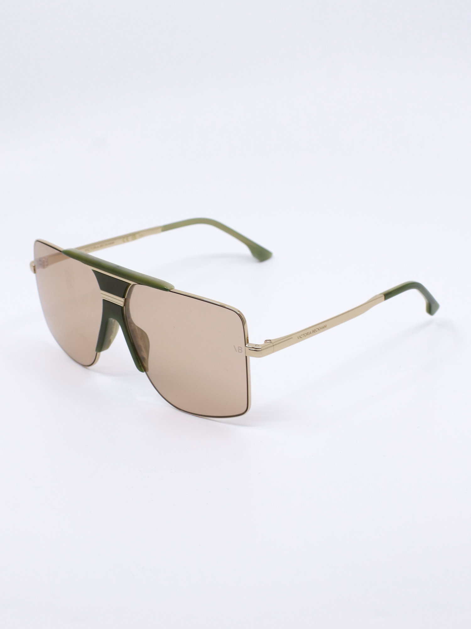 Pilotsolbrille med beige glass og grønn ramme