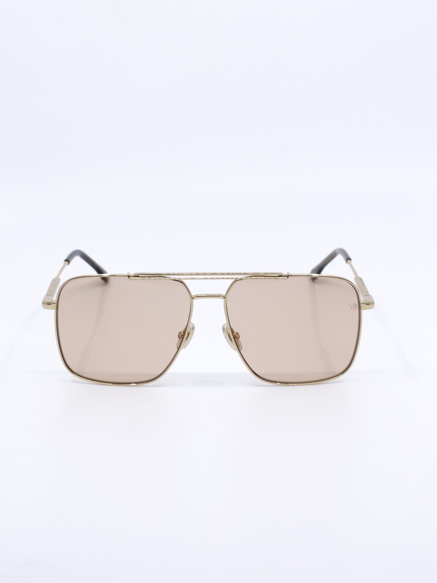 Pilotsolbrille i metall med lyse glass og dobbel nesebro