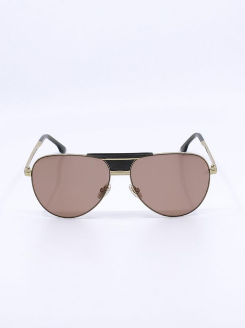 Pilotsolbrille med bruntonede glass og metallramme