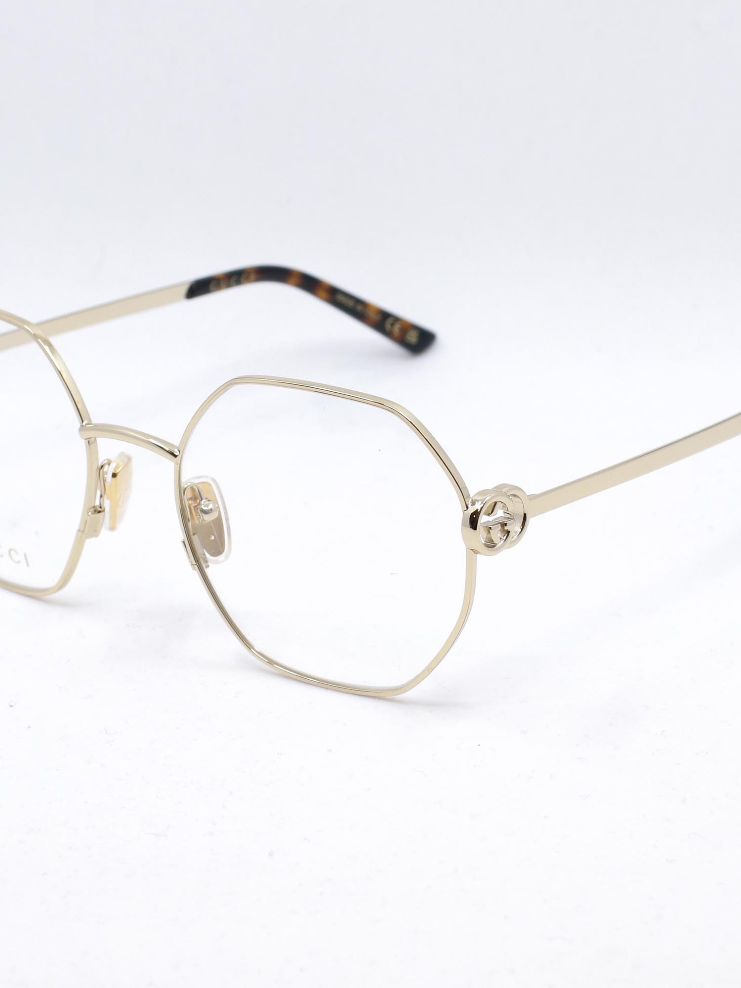 Rund metallbrille i gull