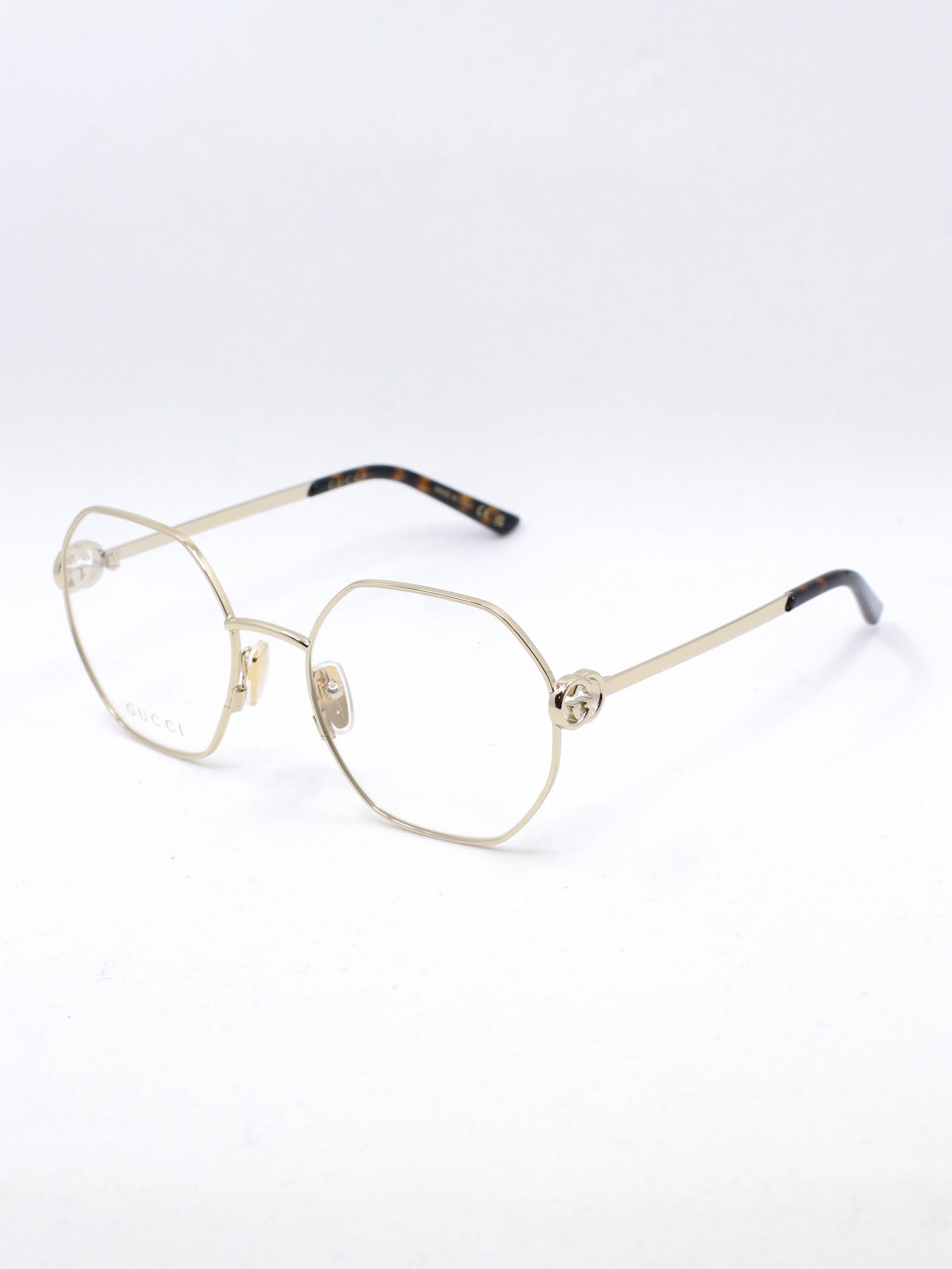 Rund metallbrille i gull