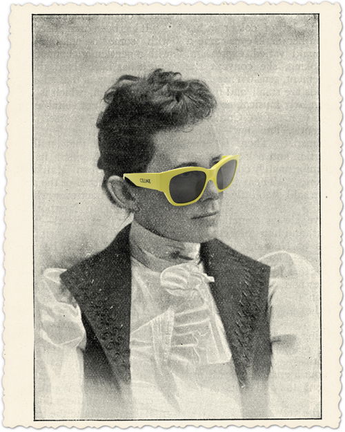 Bilde av kvinne fra 1880tallet med solbrille