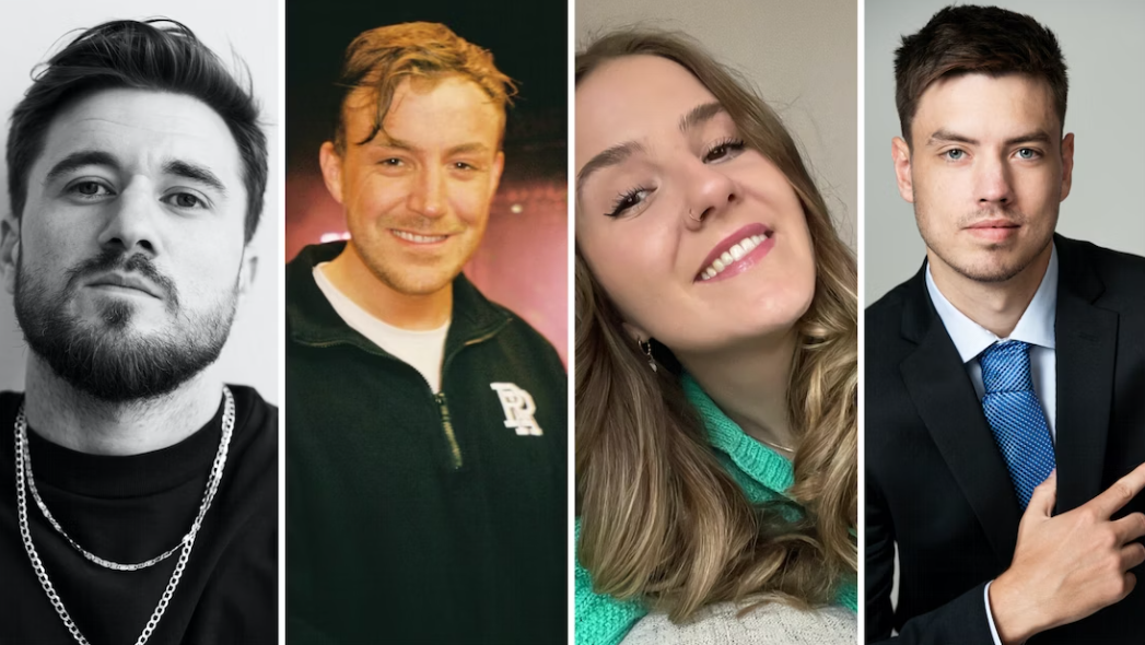 The Norwegian winners of Top 20 under 30, from the left: Aldin Duratovic, Dennis Kiil, Mina Ingebretsen and Peder Benjamin Hagen. (Collage: NOMEX)