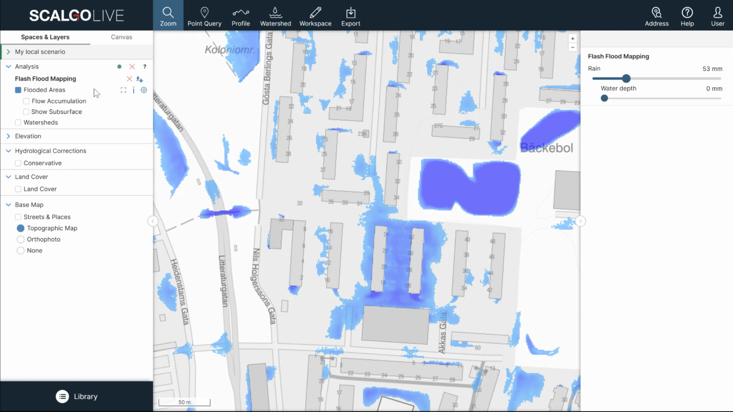 Flash flood map – Scalgo
